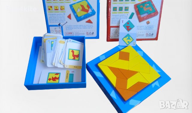 ТОП! Два модела Дървени блокчета - мозайка пъзел + рисуване с 60 карти, снимка 4 - Образователни игри - 38551623