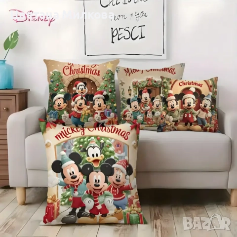 Коледни Мики Маус калъфки 40/40 см., снимка 3 - Декорация за дома - 52178935