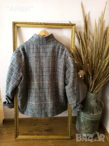 Дамско марково карирано яке тип риза, снимка 2 - Якета - 53304284