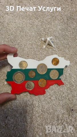 3D принтиран държач/органайзер за монети – български лев и евро Coin Card Holder