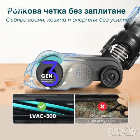 Вертикална прахосмукачка Levoit LVAC-300 * Безплатна доставка * Гаранция 2 години, снимка 3 - Прахосмукачки - 50728611