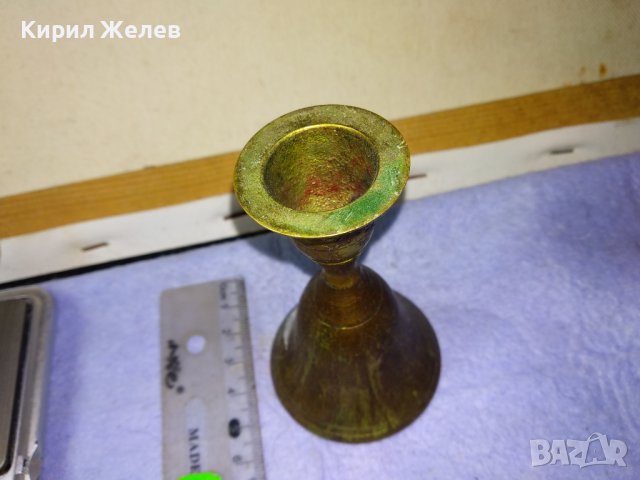 СТАР БРОНЗОВ СВЕЩНИК - ЗВЪНЧЕ / КАМБАНКА За КОЛЕКЦИЯ РЕТРО ИНТЕРИОР 42664, снимка 5 - Вази - 43828104