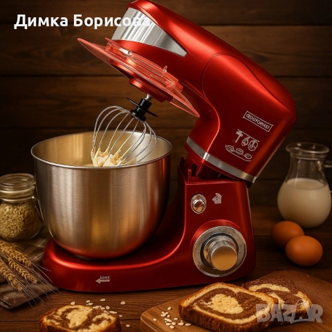 Многофункционален планетарен миксер с иноксова купа 5.5L Royalty Line RL-PKM1600, снимка 2 - Миксери - 51689396