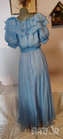 Официална дълга синя рокля р-р S, снимка 6 - Рокли - 40458737