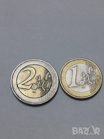 1 и 2 евро от Гърция-2002 г. с буква S в звездата, снимка 2 - Нумизматика и бонистика - 52190453
