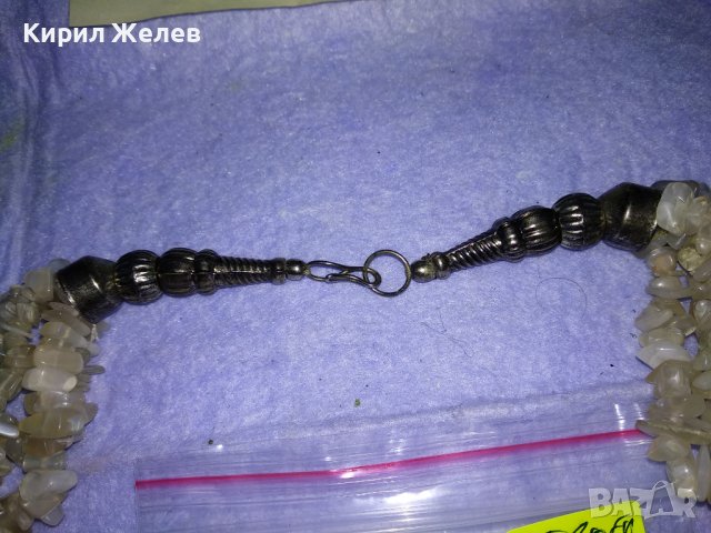 РАЗКОШНА ПОСРЕБРЕНА ЕТНОГРАФСКИ СТИЛ СКЪПОЦЕННА ОГЪРЛИЦА НАТУРАЛЕН МЛЕЧЕН КВАРЦ КРИСТАЛ 34659, снимка 6 - Колиета, медальони, синджири - 39201303
