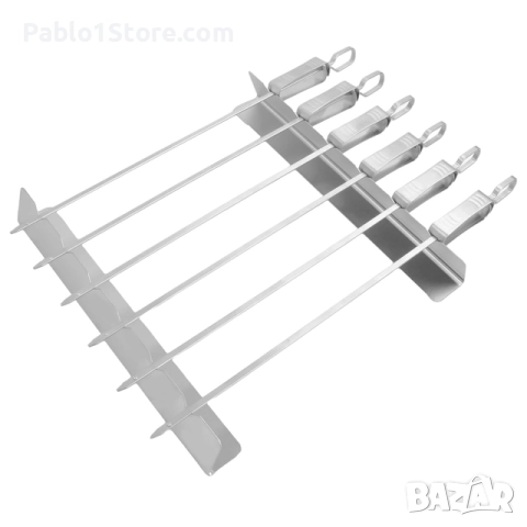 Комплект кебап шишчета от неръждаема стомана с рамка за грил - Аксесоари за барбекю грил за месо, зе, снимка 1