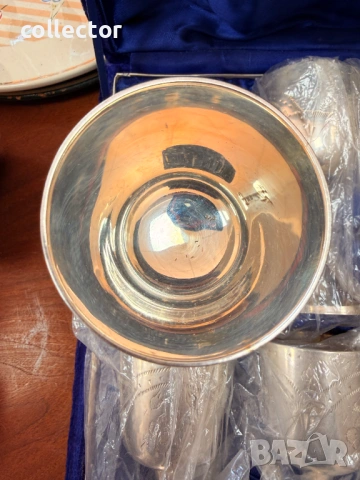 Комплект от шест посребрени чаши / бокал. №7852, снимка 5 - Антикварни и старинни предмети - 53444272