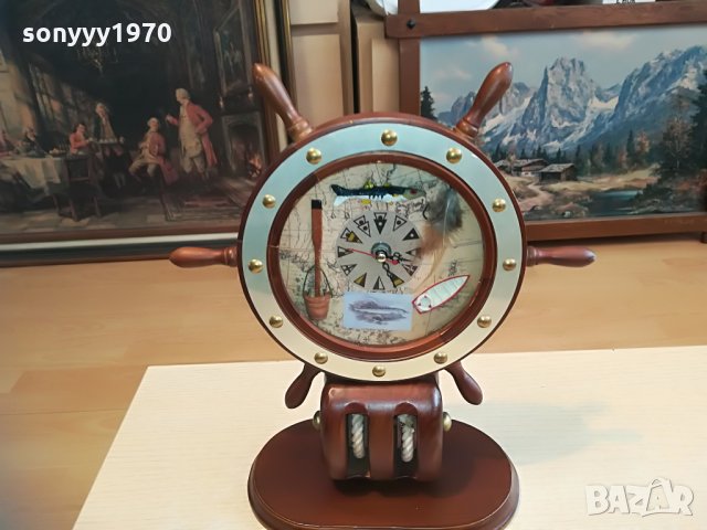 ГОЛЯМ КОРАБЕН РУЛ-АНТИКА-ЧАСОВНИК-33Х28Х12СМ, снимка 3 - Колекции - 28672376