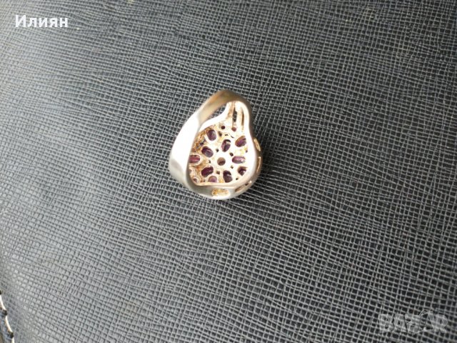 Сребърен пръстен с аметисти, снимка 5 - Пръстени - 28322297