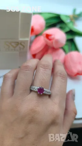 Сребърен Пръстен с Рубин/Сапфир❤️💙, снимка 4 - Пръстени - 49915754