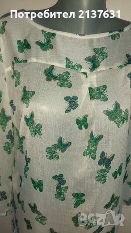 Нежна ДАМСКА БЛУЗА с пеперуди - Размер XL , снимка 2 - Туники - 37035853