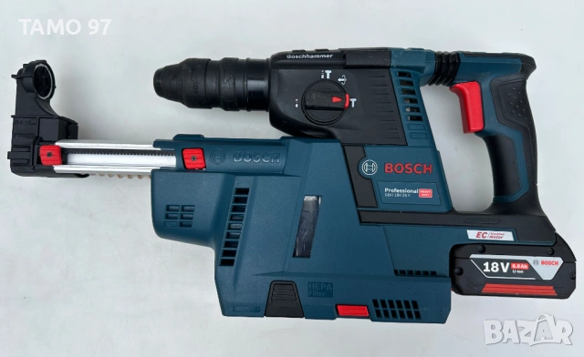 BOSCH GBH 18V-26 F + GDE 18V-16 - Безчетков перфоратор с прахоуловител перфектен!, снимка 4 - Перфоратори - 53405146