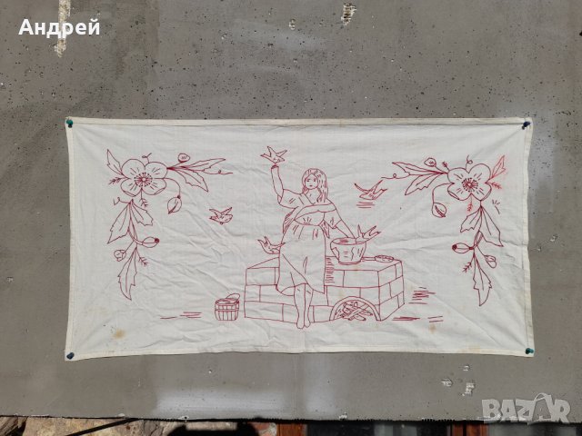 Старинен бродиран ковьор,покривка за стена #229, снимка 4 - Антикварни и старинни предмети - 43561380