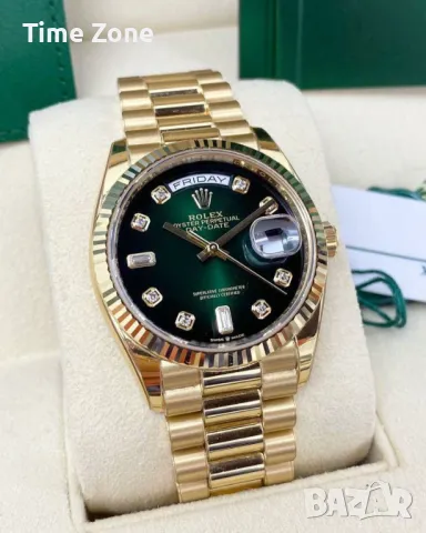 Rolex Day-Date 36mm Rose Gold Chocolate Dial Diamond Automatic Дамски Различни Варианти, снимка 13 - Дамски - 48183126