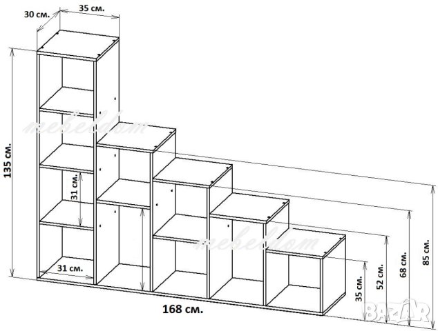 Стълбовидна етажерка двулицева с 10 разделения(код-0609), снимка 5 - Етажерки - 40609282