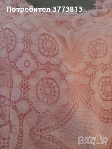Нежна светлорозова рокля с дантела и тюл – подходяща за бал, кръщене или официални поводи, снимка 4 - Рокли - 52511497