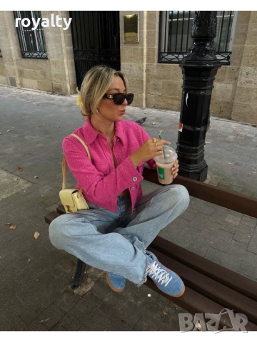 Дамско Късо Розово Сако