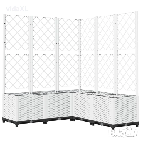 vidaXL Градински сандък с пергола, бял, 120x120x136 см, PP(SKU:153288), снимка 1