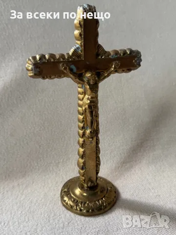 Стар бронзов кръст 16х9см, снимка 3 - Антикварни и старинни предмети - 50114854