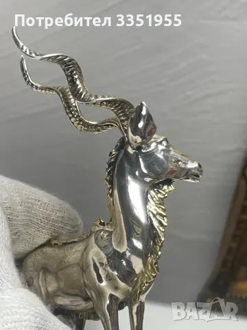 Статуетка на Елен от масивно сребро, снимка 9 - Статуетки - 49878252
