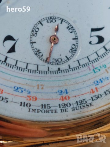 Джобен часовник Омега хронограф Златна 18к.Omega watch chrono-tachymetre Rare 18 carat yellow gold, снимка 12 - Мъжки - 43791330