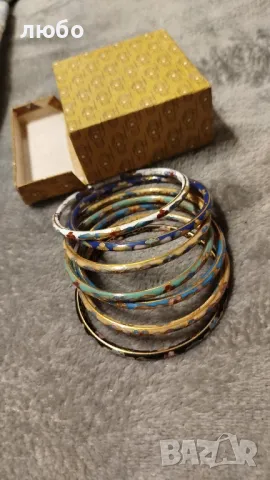 Комплект от 7 Винтидж Флорални Гривни Cloissone цветни Емайлирани Флорални 1940 Китай 