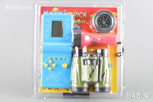 Комплект тетрис, бинокъл, компас и фенерче, снимка 2 - Други - 48645631