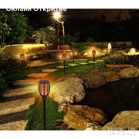 Промоция: Соларна LED Лампа имитираща огън със светлинен сензор, размер: 7 х 51 см, снимка 11 - Соларни лампи - 48045633