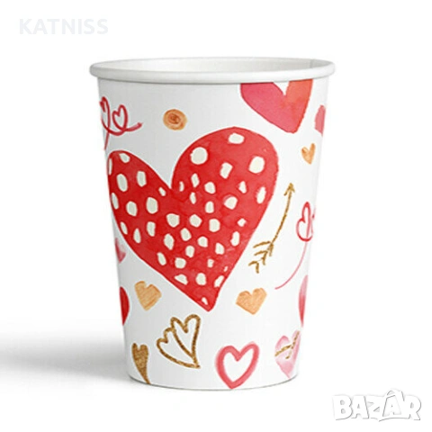 Картонени чинйки/6бр. 20 см./ ,чаши със сърчица 6бр. 200 мл. см., снимка 2 - Декорация за дома - 53424775