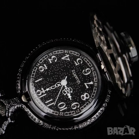 Нов Джобен часовник черен с компас бели цифри числа хубав   , снимка 3 - Джобни - 37288346