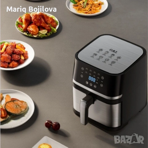 Електрически фритюрник с капацитет 10L – неръждаема стомана, 1350W, автоматично изключване, снимка 2 - Фритюрници - 53599417