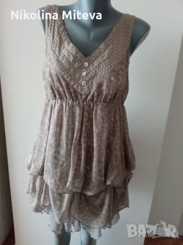 Сива копринена туника