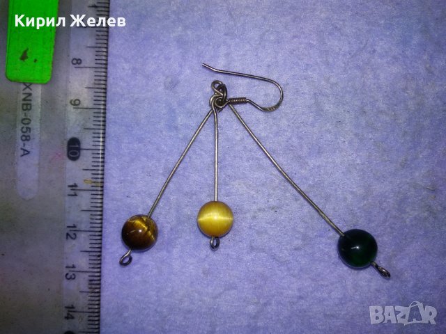 ШАРМАНТНА СРЕБЪРНА РЕТРО АРТ ОБЕЦА СРЕБРО 925 с ШЛИФОВАНО ТИГРОВО и КОТЕШКО ОКО 40906, снимка 14 - Обеци - 43318260