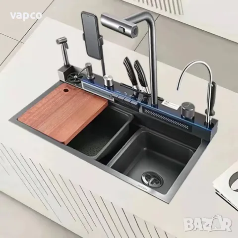 85см Модерна мултифункционална кухненска мивка с двовен водопад 20 в 1, снимка 11 - Мивки - 49008739