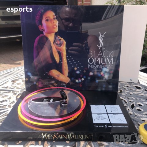 Автентичен Yves Saint Laurent Black Opium Eau de Parfum дисплей стенд YSL 31cm x 20cm