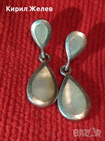 ВИНТИДЖ СРЕБЪРНИ СЕДЕФЕНИ АР НУВО ОБЕЦИ СРЕБРО 925 АНГЛИЯ РЪЧНА ЮВЕЛИРНА ИЗРАБОТКА 27169