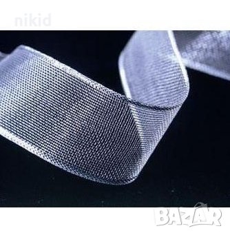 широка сребриста лента сатен шифон 2.5 см пандела