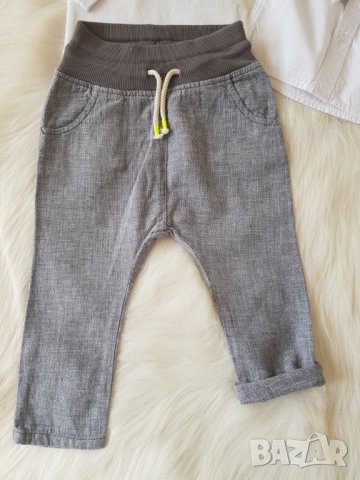 Ленен панталон H&M, риза и блуза  9-12 месеца , снимка 2 - Комплекти за бебе - 28323013