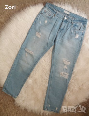 УНИКАЛНИ светлосини накъсани дънки бойфренд , снимка 1