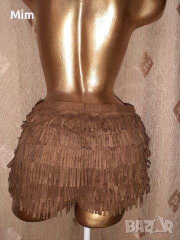 Liver.island  S/M Кафеви велурени къси панталонки с ресни , снимка 6 - Къси панталони и бермуди - 39133149