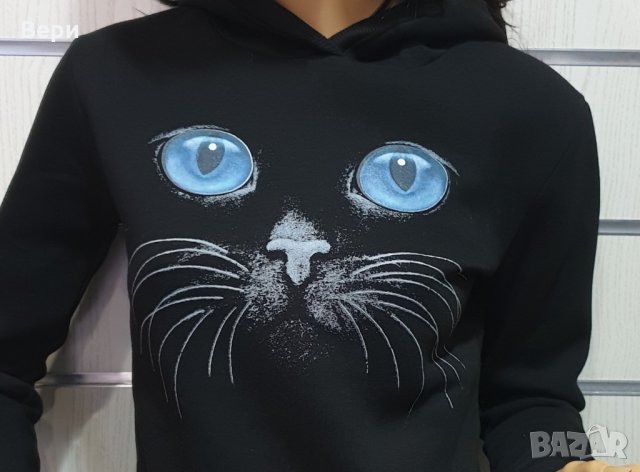 Нов дамски суичър с 3D трансферен печат Котка със сини очи, снимка 4 - Суичъри - 27537021