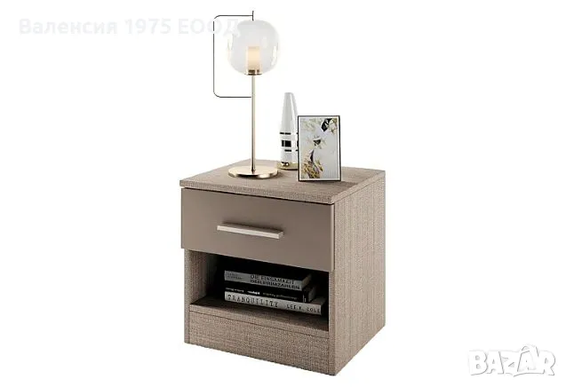 Нощно шкафче Сити 3007 дъб артисан или комбинация мока/ лате, снимка 8 - Шкафове - 47360690