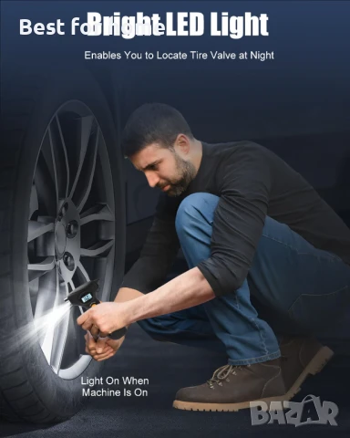 AUTDER 5-в-1 дигитален манометър за гуми с  LCD дисплей с подсветка , снимка 8 - Аксесоари и консумативи - 51040236