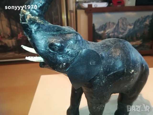 голям кожен слон-35х32х12см-внос швеицария, снимка 4 - Колекции - 28337821