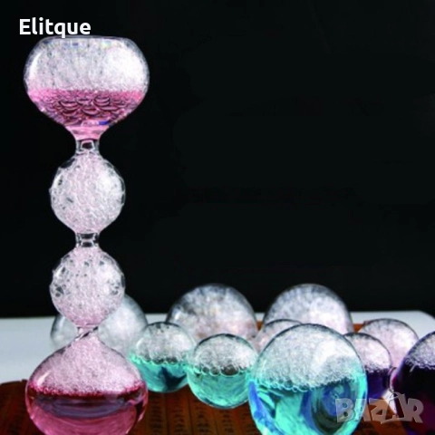 Елегантен стъклен, цветен таймер – тип „пясъчен часовник“  с мехурчета SL4, снимка 7 - Други стоки за дома - 52816373