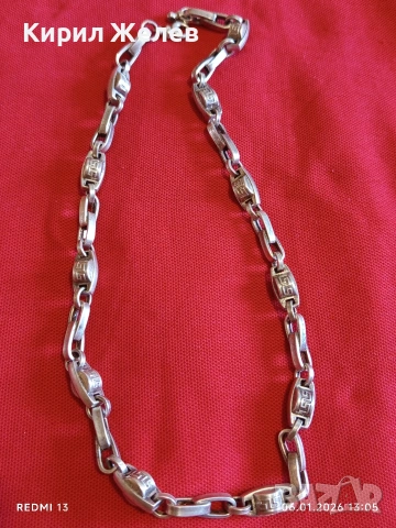 Сребърен ланец плетка тип ГРЪЦКИ КЛЮЧ масивен фешън модел много красив 21295