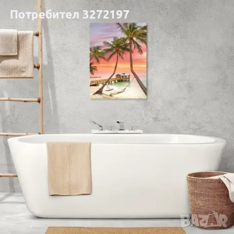 Картина на платно с дървена рамкаТропически изгрев -30x40 см., снимка 3 - Картини - 48463918