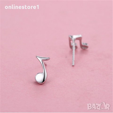 Сребърни Обеци Ноти - 925 печат сребро BT417, снимка 3 - Обеци - 28148608