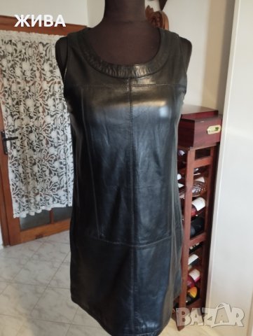 Естествена кожа дамски черен сукман